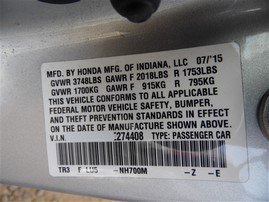 2015 Honda Civic SE Silver 1.8L AT Sedan #A21400